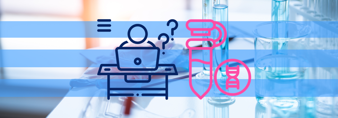 What is E&L Testing? A banner image featuring graphics of a person at a desk and a test tube overlaid on a photo of a lab workbench.